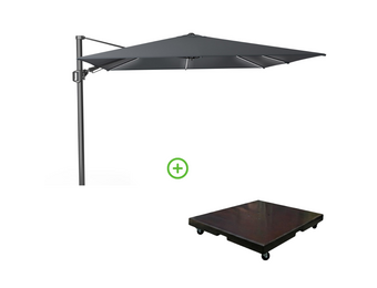 Challenger T² Glow zweefparasol | 300x300cm met Monza parasolvoet 90kg | antraciet
