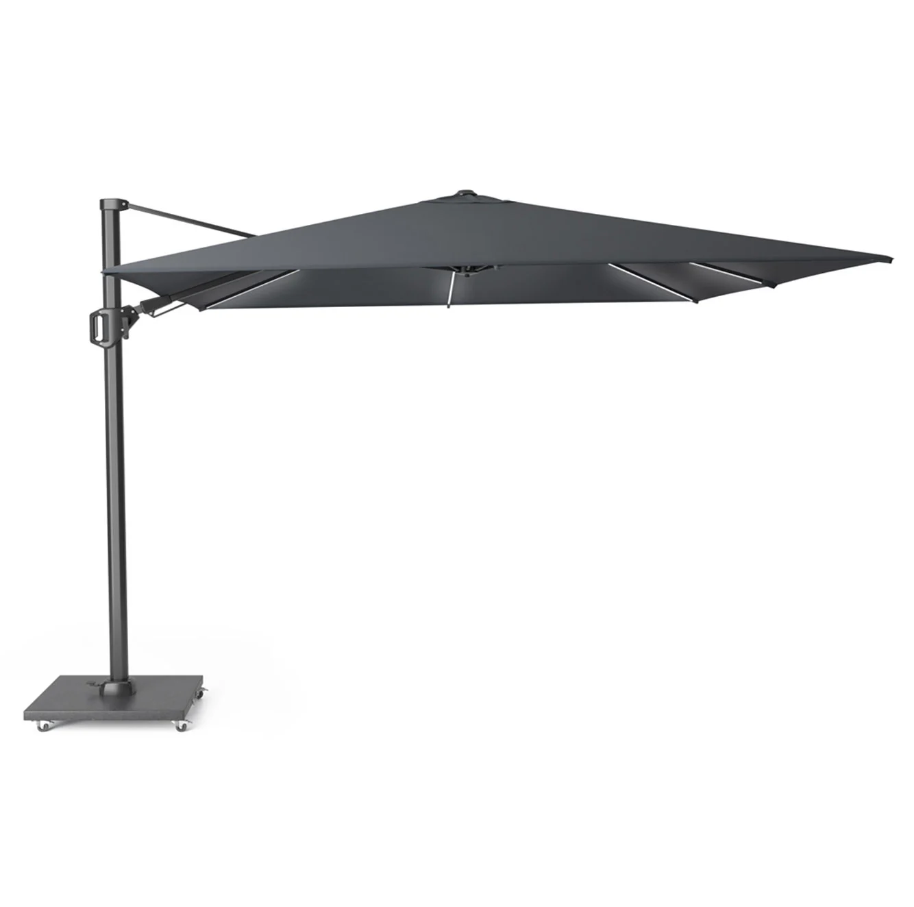 Challenger T² Glow zweefparasol | 300x300cm met Monza parasolvoet 90kg | antraciet