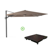 Challenger T² Glow zweefparasol - premium doek | 300x300cm met Monza parasolvoet 90kg | Havana