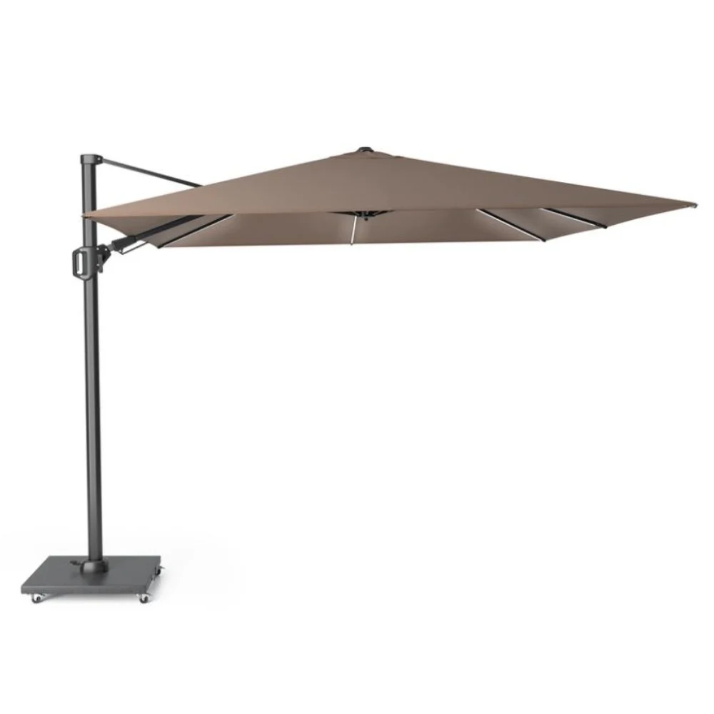 Challenger T² Glow zweefparasol - premium doek | 300x300cm met Monza parasolvoet 90kg | Havana