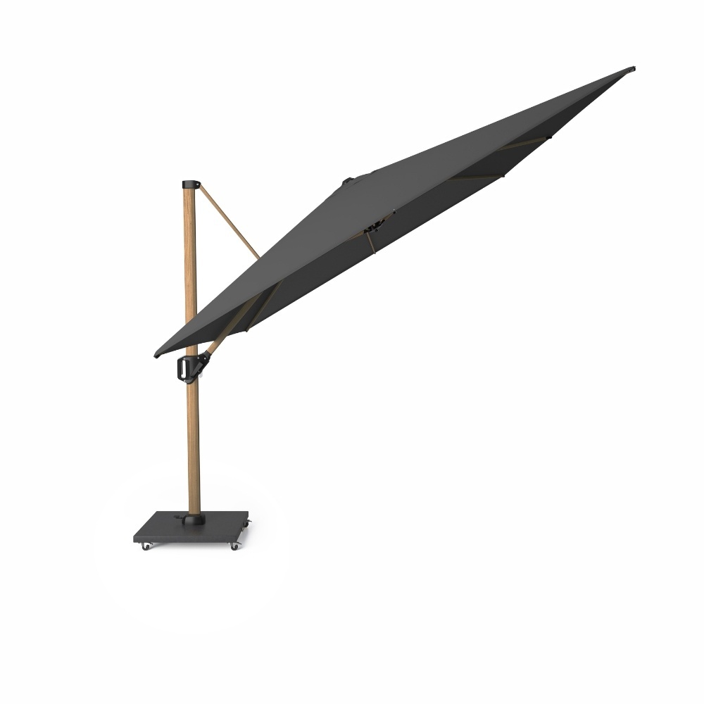 Challenger T¹ zweefparasol - premium doek | 400x300cm met Modena parasolvoet 120kg | Faded Black/Teak look