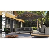 Challenger T¹ zweefparasol - premium doek | 400x300cm met Modena parasolvoet 120kg | Faded Black/Teak look