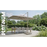 Challenger T² zweefparasol - premium doek | 400x300cm met Modena parasolvoet 120kg | Champagne/Sandstone