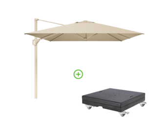 Challenger T² zweefparasol - premium doek | 400x300cm met Modena parasolvoet 150kg | Champagne/Sandstone