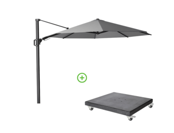 Challenger T² zweefparasol - premium doek | Ø350cm rond met Modena parasolvoet 120kg | Manhattan