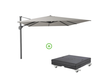 Challenger T² zweefparasol - premium doek | 400x300cm met Modena parasolvoet 150kg | Manhattan
