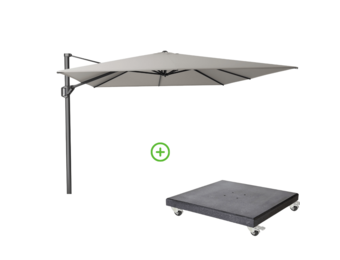 Challenger T² zweefparasol - premium doek | 400x300cm met Modena parasolvoet 120kg | Manhattan