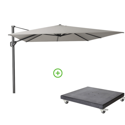 Challenger T² zweefparasol - premium doek | 400x300cm met Modena parasolvoet 120kg | Manhattan