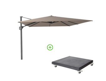 Challenger T² zweefparasol - premium doek | 400x300cm met Modena parasolvoet 120kg | Havanna