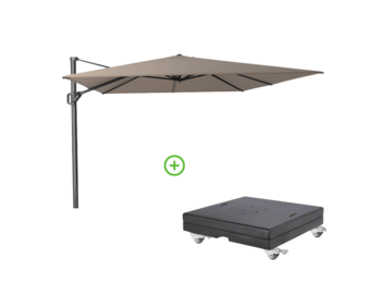 Challenger T² zweefparasol - premium doek | 400x300cm met Modena parasolvoet 150kg | Havanna