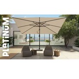 Challenger T² zweefparasol - premium doek | 400x300cm met Modena parasolvoet 150kg | Havana