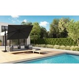 Challenger T² zweefparasol - premium doek | 400x300cm met Modena parasolvoet 150kg | Faded Black