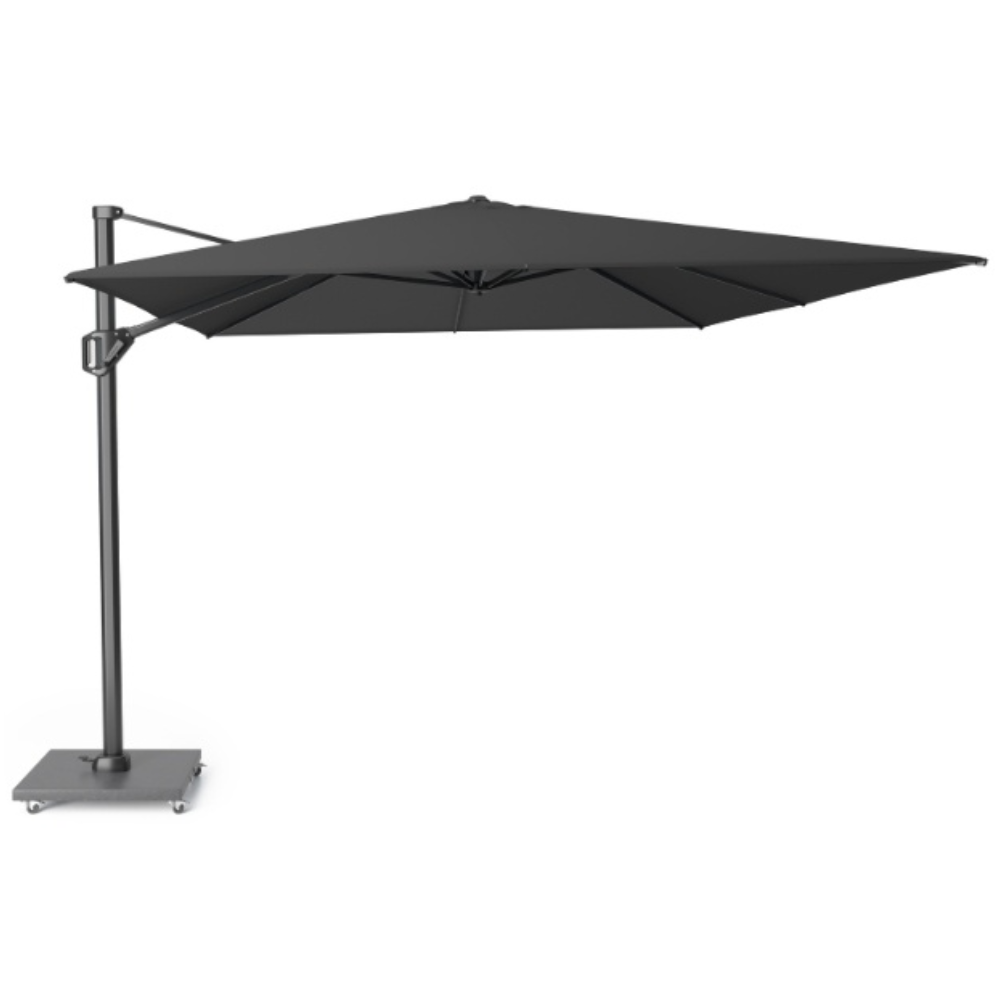 Challenger T² zweefparasol - premium doek | 400x300cm met Modena parasolvoet 120kg | Faded Black