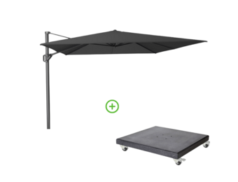 Challenger T² zweefparasol - premium doek | 400x300cm met Modena parasolvoet 120kg | Faded Black