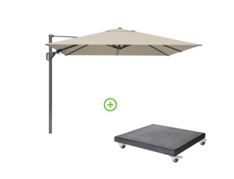 Challenger T² zweefparasol - premium doek | 400x300cm met Modena parasolvoet 120kg | Champagne