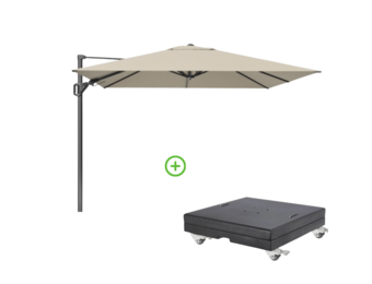 Challenger T² zweefparasol - premium doek | 400x300cm met Modena parasolvoet 150kg | Champagne