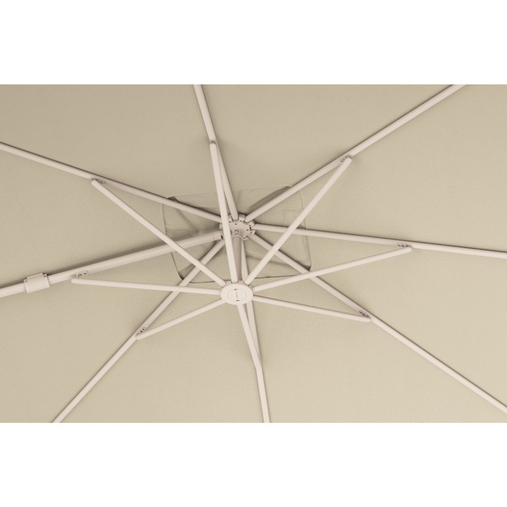 Nexus T² zweefparasol - premium doek | 300x300 met Venezia rond parasolvoet 90kg | Champagne/Sandstone