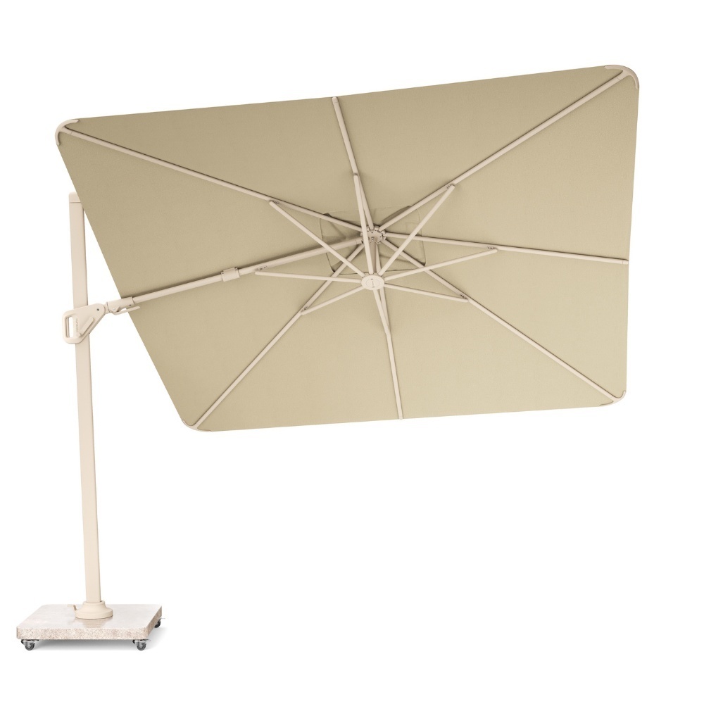 Nexus T² zweefparasol - premium doek | 300x300 met Venezia rond parasolvoet 90kg | Champagne/Sandstone