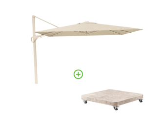Nexus T² zweefparasol - premium doek | 300x300 met Venezia rond parasolvoet 90kg | Champagne/Sandstone