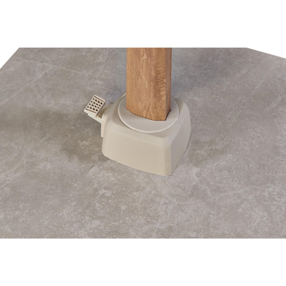 Challenger T² zweefparasol - premium doek | Ø350cm rond met Venezia rond parasolvoet 120kg | Champagne/Teak look