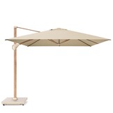 Challenger T² zweefparasol - premium doek | 400x300cm met Venezia rond parasolvoet 120kg | Champagne/Teak look