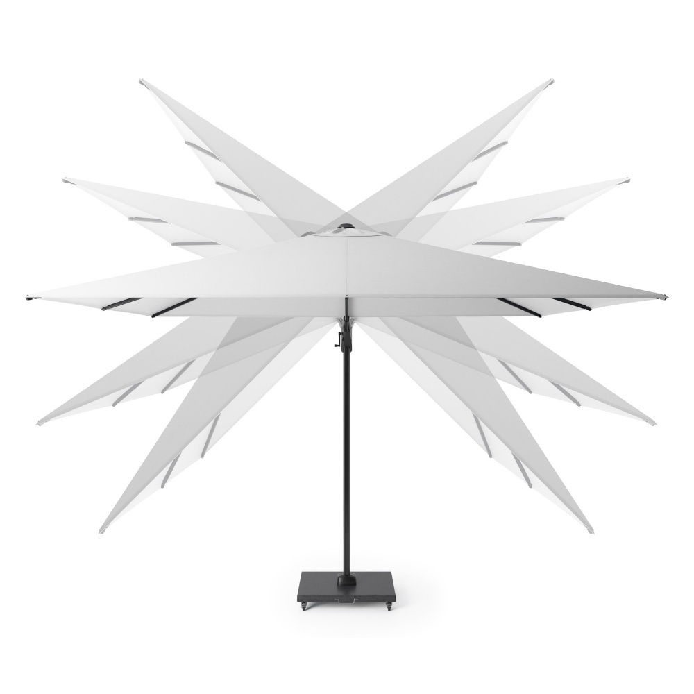 Challenger T² zweefparasol - premium doek | 260x350cm met Venezia rond parasolvoet 90kg | Champagne/Sandstone