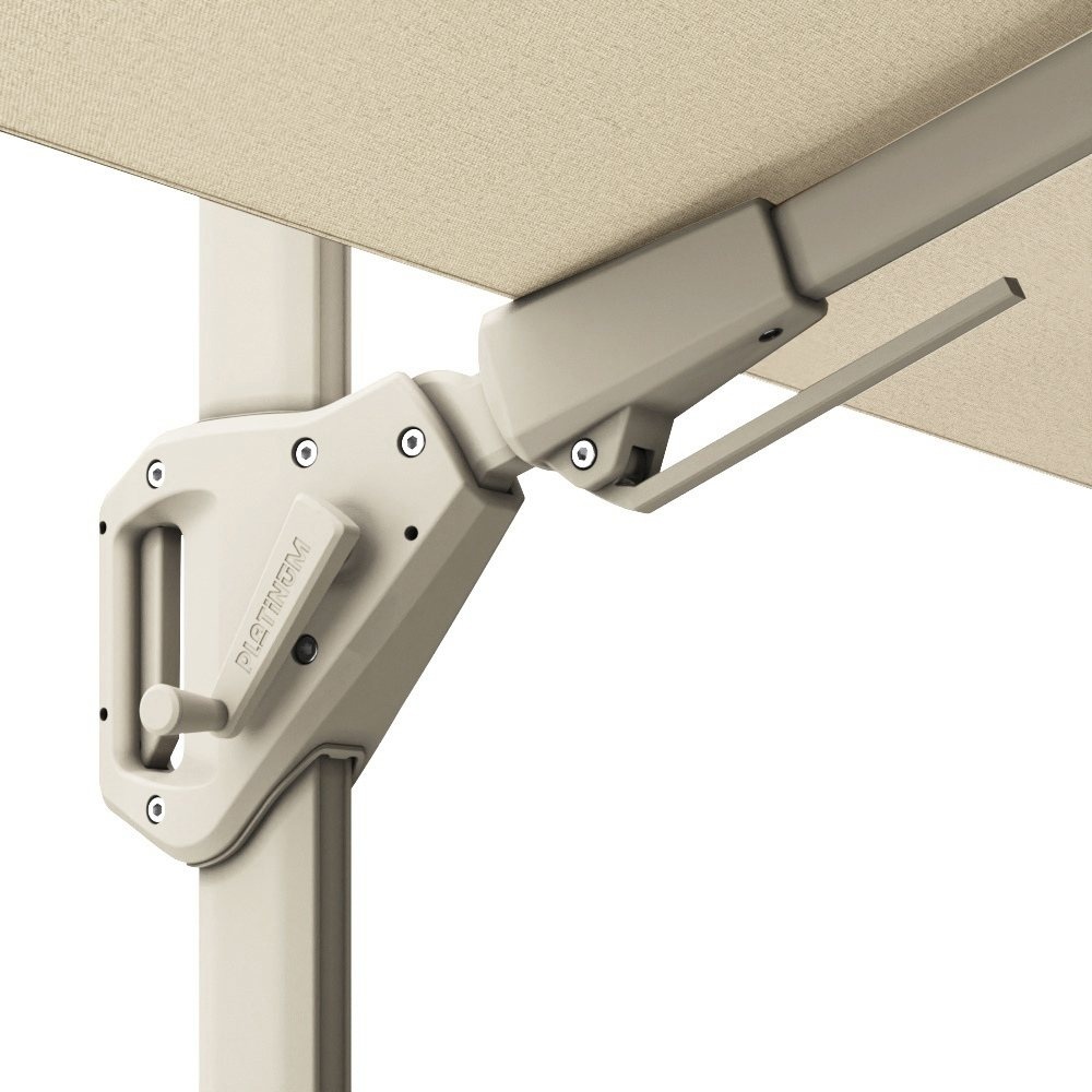 Voyager T² zweefparasol | 270x270cm met Venezia rond parasolvoet 90kg | Ivory/Sandstone