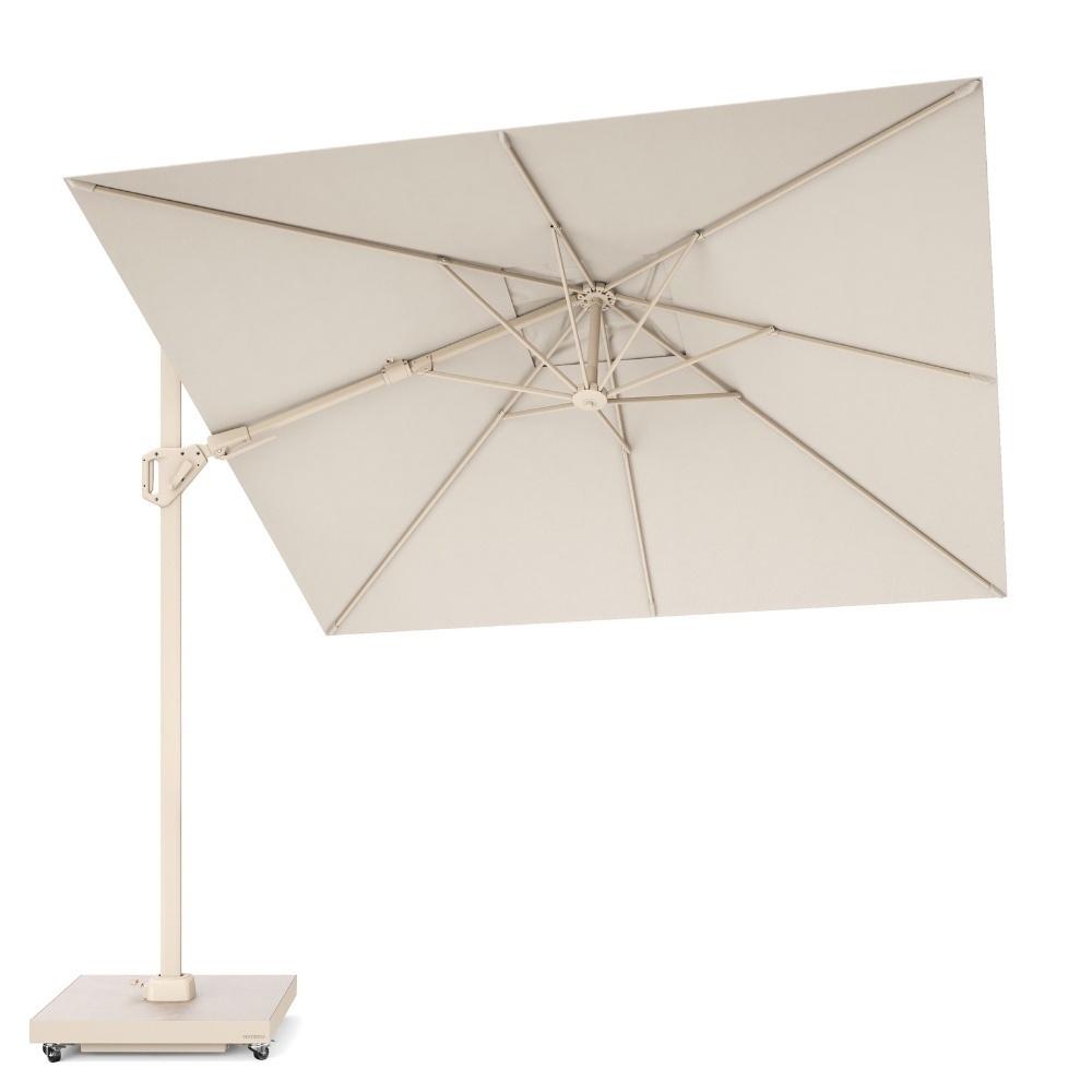 Voyager T² zweefparasol | 270x270cm met Venezia rond parasolvoet 90kg | Ivory/Sandstone