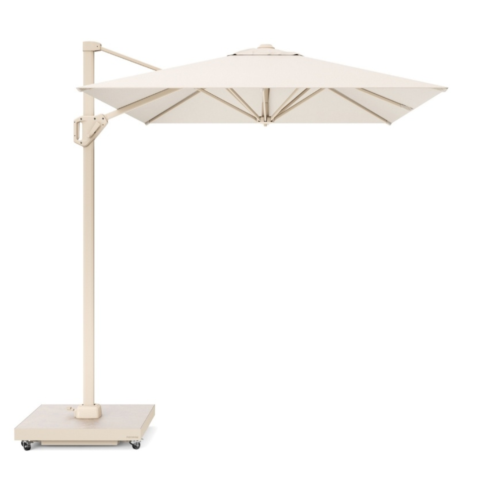 Voyager T² zweefparasol | 270x270cm met Venezia rond parasolvoet 90kg | Ivory/Sandstone