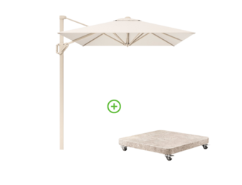 Voyager T² zweefparasol | 270x270cm met Venezia rond parasolvoet 90kg | Ivory/Sandstone