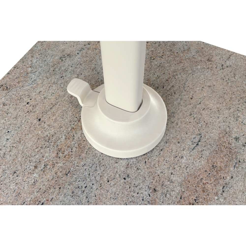 Voyager T¹ zweefparasol | 250x250cm met Venezia rond parasolvoet 90kg | Ivory/Sandstone