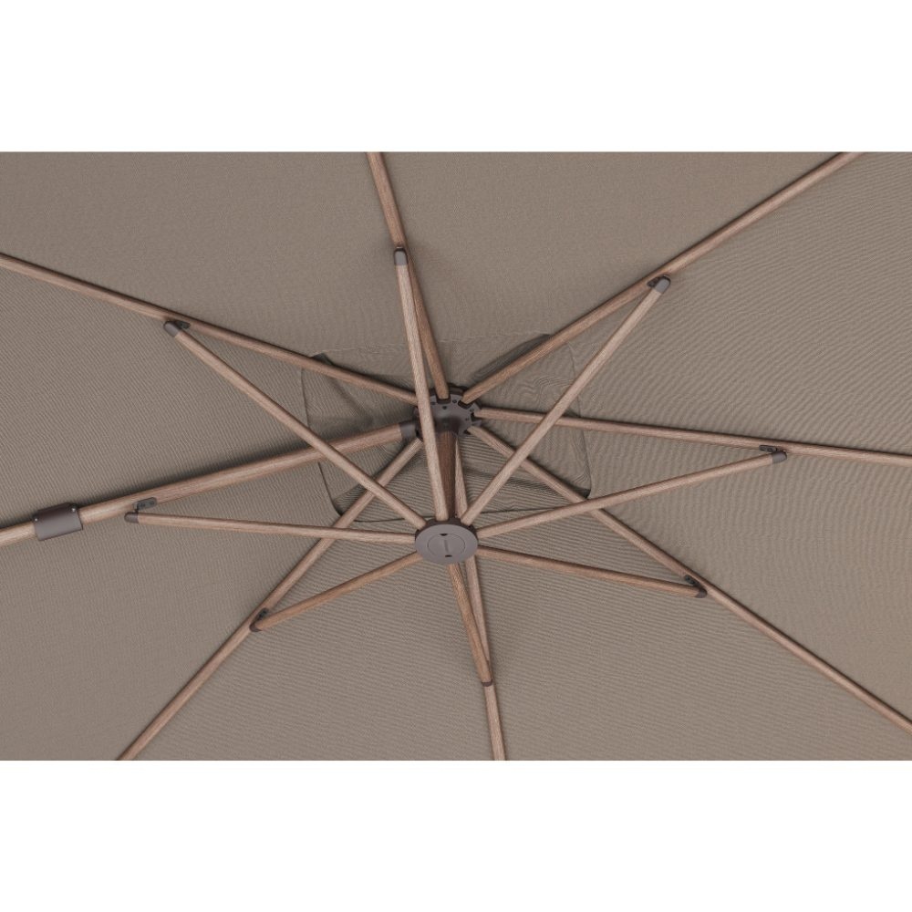 Nexus T² zweefparasol - premium doek | 300x300 met Venezia rond parasolvoet 90kg | Havana/Mocha