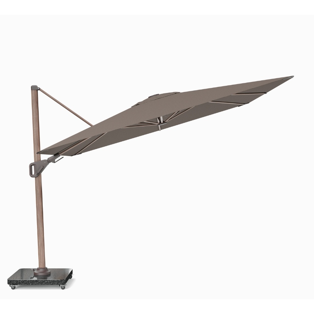 Nexus T² zweefparasol - premium doek | 300x300 met Venezia rond parasolvoet 90kg | Havana/Mocha
