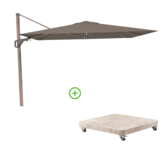 Nexus T² zweefparasol - premium doek | 300x300 met Venezia rond parasolvoet 90kg | Havana/Mocha