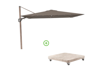 Nexus T² zweefparasol - premium doek | 300x300 met Venezia rond parasolvoet 90kg | Havanna/Mocha