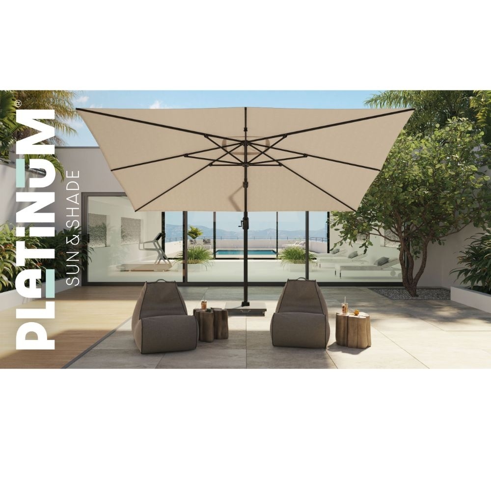 Voyager T² zweefparasol | 270x270cm met Rocca parasolvoet 90kg | Ivory/Sandstone