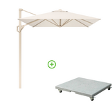 Voyager T² zweefparasol | 270x270cm met Rocca parasolvoet 90kg | Ivory/Sandstone