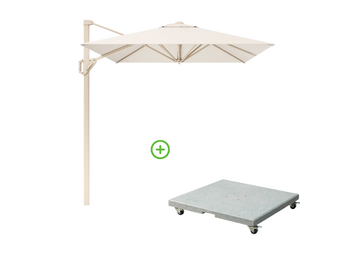 Voyager T² zweefparasol | 270x270cm met Rocca parasolvoet 90kg | Ivory/Sandstone