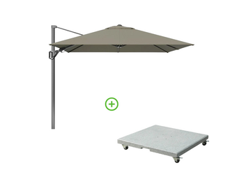 Voyager T² zweefparasol | 270x270cm met Rocca parasolvoet 90kg | taupe