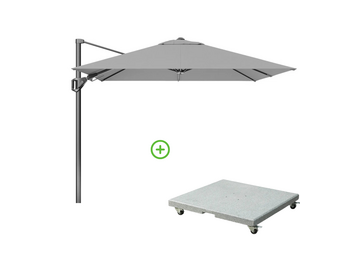 Voyager T² zweefparasol | 270x270cm met Rocca parasolvoet 90kg | Light Grey