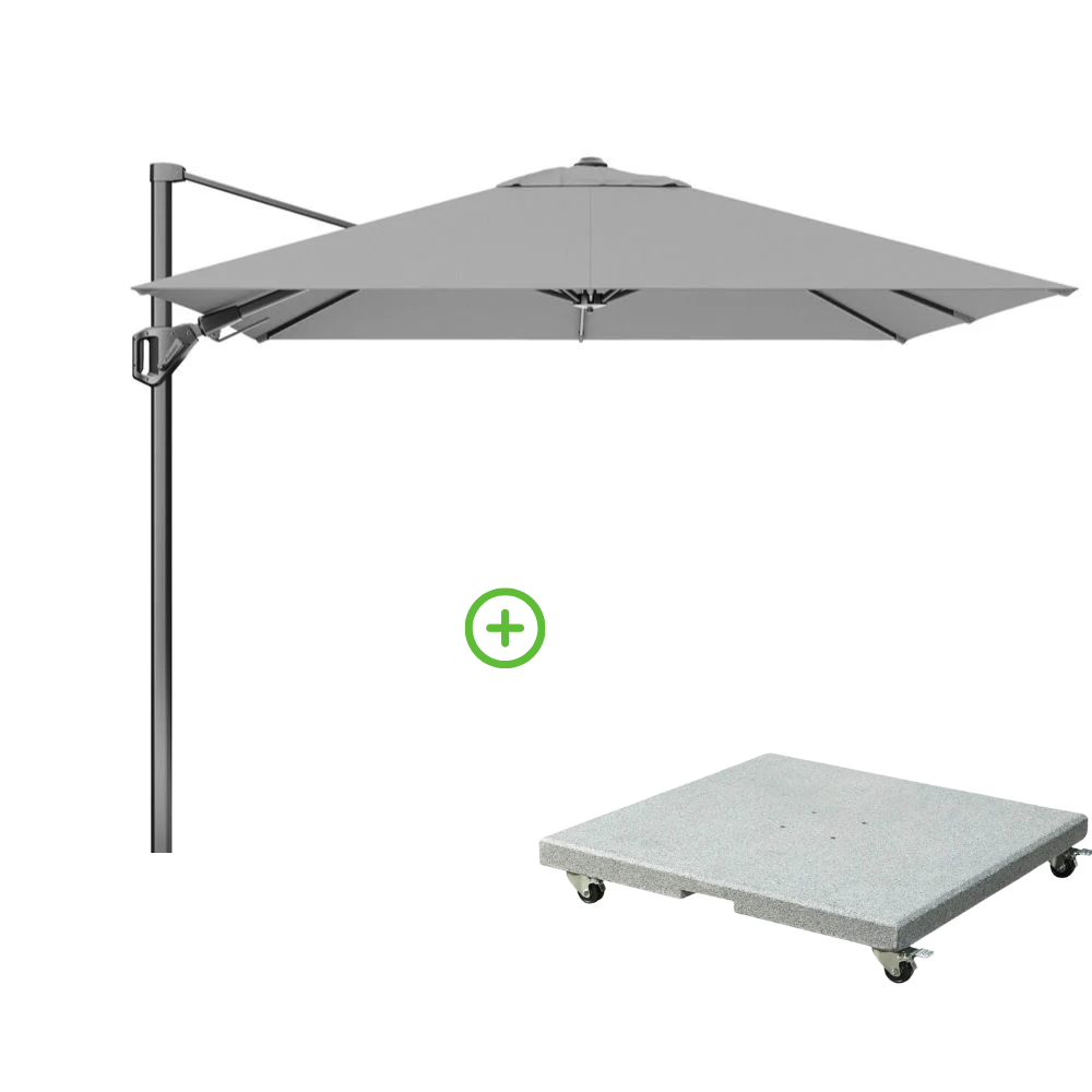 Voyager T² zweefparasol | 270x270cm met Rocca parasolvoet 90kg | Light Grey afbeelding