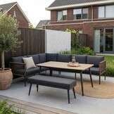 Liana dining loungeset 8 personen | wicker + aluminium | antraciet | 4-delig - 270x193cm