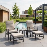 Boston lounge balkonset - verstelbaar 2 personen | aluminium + teak | zand | 5-delig