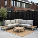 Barcelona hoek loungeset beige 5 personen | aluminium + polywood | beige | 4-delig - 270x270cm