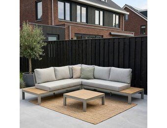 Barcelona hoek loungeset beige 5 personen | aluminium + polywood | beige | 4-delig - 270x270cm