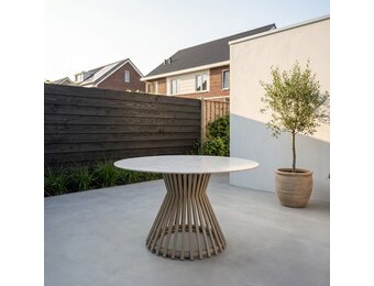 Pasadena dining tuintafel 4 personen | sintered stone | Soft Beige | 120cm rond