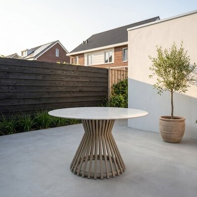 Pasadena dining tuintafel 4 personen | sintered stone | Soft Beige | 120cm rond