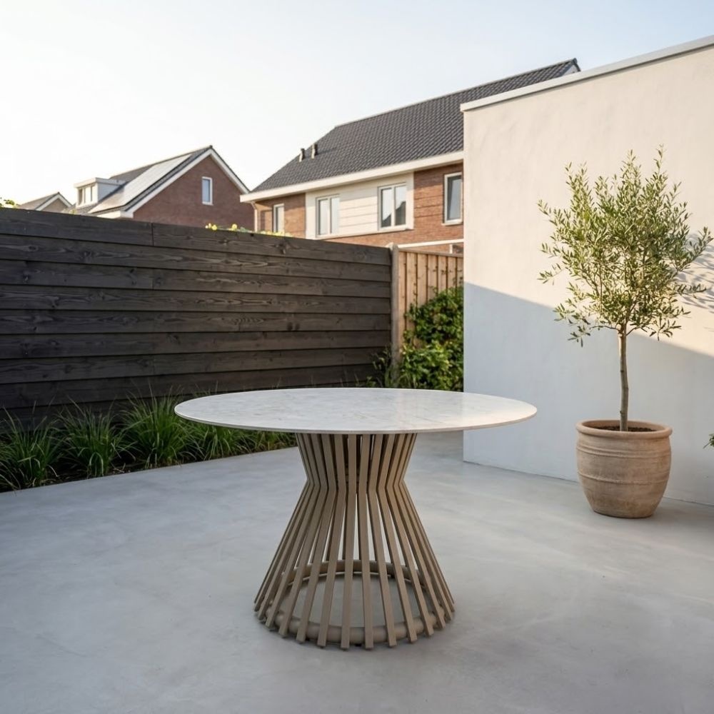 Pasadena dining tuintafel 4 personen | sintered stone | Soft Beige | 120cm rond afbeelding