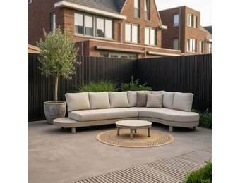 Santorini organische hoek loungeset 5 personen incl. tafel | aluminium | beige | 3-delig - 322x205cm