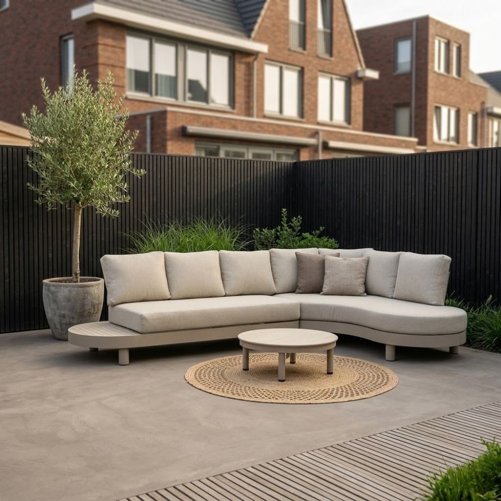 Santorini organische hoek loungeset 5 personen | aluminium | beige | 2-delig - 322x205cm